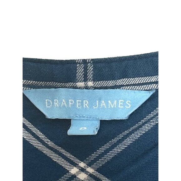 Draper James blue plaid windowpane ruffle shirt dress size 0 twee - Picture 4 of 7